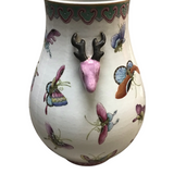 PORCELAIN ROSE BUTTERFLY VASE (CHINESE FAMILLE) RET. $799.00 HOME DECOR WHITE/PINK MULTICOLOR 13.5H