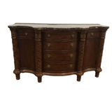 HEKMAN WITH MARBLE LOOK TOP/ 6 DRAWERS/2 DOORS BUFFET BROWN 38H X 66W X 21D