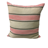 STRIPED/DOWN FEATHER PILLOW RED/WHITE/BROWN 21 X 22