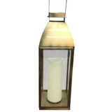 SMITH & HAWKEN METAL & GLASS LANTERN HOME DECOR GOLD 24.5H