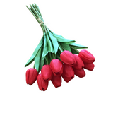 REAL TOUCH TULIP BUNDLE FLORAL/GREENERY RED 13"