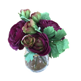 RANUNCULUS GLASS VASE FLORAL/GREENERY PURPLE 6.75