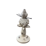 BIRD & ARTICHOKE FINIAL HOME DECOR WEATHERED CREAM 8.75"