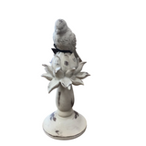 BIRD & ARTICHOKE FINIAL HOME DECOR WEATHERED CREAM 10.25"