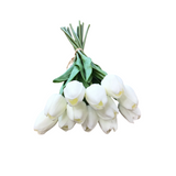 REAL TOUCH TULIP BUNDLE FLORAL/GREENERY WHITE 13"