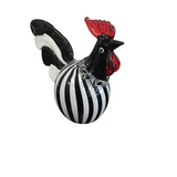 GLASS ROOSTER HOME DECOR RED/BLACK/WHITE 8"H X 9"W X 4"D