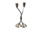 RED ENVELOPE TWIST CANDLE STICK HOLDER "UNITY" HOME DECOR SILVER 10"H