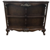 WOOD & IRON WITH 2 SHELVES ORNATE DESIGN BOOKCASE BROWN 48H X 58W X 13D