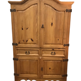 RUSTIC WITH 4 DOORS/2 DRAWERS ARMOIRE NATURAL WOOD 76H X 46W X 25D
