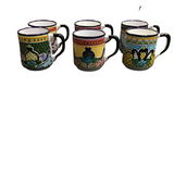 TALAVERA SET OF 6 MUGS MEXICAN POTTERY HOME DECOR MULTICOLOR 4H