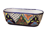 TALAVERA OVAL PLANTER MEXICAN POTTERY HOME DECOR MULTICOLOR 7H X 19W X 9D
