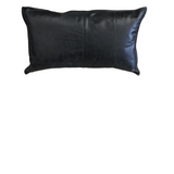 POTTERY BARN LEATHER LUMBAR PILLOW BLACK/BEIGE