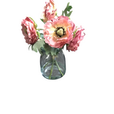 RANUNCULUS GLASS VASE HOME DECOR PINK 6.75"