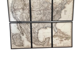 SET OF 6 FRAMED CANVAS PAINTINGS OF THE USA MAP ART BLACK/WHITE/BROWN/BLUE