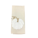 EMBROIDERED PUMPKIN HAND TOWEL LINENS CREAM/WHITE 28"