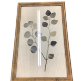 DRIED FERN BUD STEM GLASS FRAMED ART CREAM BROWN 23.5" X 15"