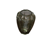 SCALLOPED LINE PRESSED GLASS VASE HOME DECOR GREEN 10"