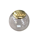 ROUND CLEAR GLASS VASE/FLORAL FROG TOP HOME DECOR GOLD 9.5
