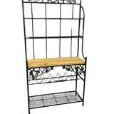 WITH 3 SHELVES/WINE BOTTLE HOLDER BAKERS RACK GREEN 74H X 36W X 13D