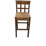 WOOD/RATTAN SEAT BARSTOOL BROWN 35H X 14W X 14D