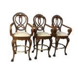 Michael Amini SET OF 3 EDEN WOOD/UPHOLSTERED BARSTOOL BROWN/BEIGE/TAUPE 52H X 25.5W X 28D