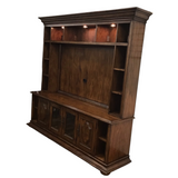 2 PIECE WITH 4 DOORS/SHELVES ENTERTAINMENT CENTER/WALL UNIT BROWN 83H X 82W X 22D