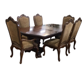 UNIVERSAL FURNITURE TABLE WITH 3 LEAVES/6 CHAIRS DINING ROOM SET BROWN 30H X 76L X 48D