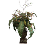 METAL VASE WITH FLOWER ARRANGMENT FLORAL/GREENERY MULTICOLOR 65"H