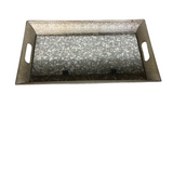 METAL/GLASS TRAY WITH HANDLES HOME DECOR SILVER/GOLD 2H X 22.5W X 14.5D