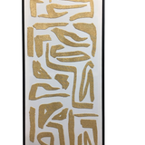 FRAMED HAND PAINTED CANVAS ART WHITE/GOLD/BLACK 40H X 18W