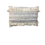 FRINGE LUMBAR PILLOW BLUE/WHITE/CREAM 24 X 18