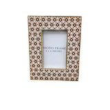 WOOD AND RESIN TILE PHOTO FRAME HOME DECOR WHITE/BROWN 8.75
