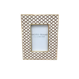 WOOD AND RESIN TILE PHOTO FRAME HOME DECOR WHITE/BROWN 8.75