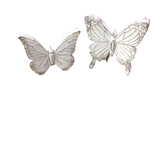 SET OF 2 CARVED RESIN BUTTERFLIES HOME DECOR WHITEWASHED 6" 8"
