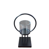METAL RING CANDLE HOLDER HOME DECOR BLACK 12.75