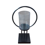 METAL RING CANDLE HOLDER HOME DECOR BLACK 14.5