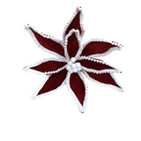 VELVET POINSETTIA WITH POM POM TRIM FLORAL/GREENERY RED 25"