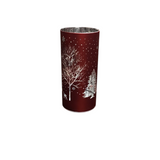 ENGRAVED WINTER SCENE LED CYLINDER HOLIDAY DECOR RED LASER 6"