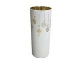 ENGRAVED WINTER SCENE LED CYLINDER HOLIDAY DECOR WHITE LASER 8"