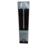 SET OF 2 SPIRAL LED TAPER CANDLES W/TIMER HOME DECOR BLACK 9.75"
