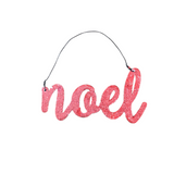 GLITTERED "NOEL" ORNAMENT HOLIDAY DECOR RED