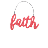 GLITTERED "FAITH" ORNAMENT HOLIDAY DECOR RED