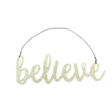 GLITTERED "BELIEVE" ORNAMENT HOME DECOR GOLD