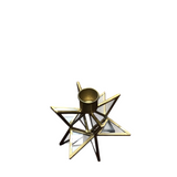 3 DIMENSIONAL GOLD/METAL & GLASS STAR TAPER CANDLE HOLDER HOLIDAY DECOR 4.75
