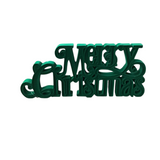 VELVET RESIN "MERRY CHRISTMAS CUTOUT TABLE TOP HOLIDAY DECOR GREEN 11.5