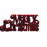 VELVET RESIN "MERRY CHRISTMAS CUTOUT TABLE TOP HOLIDAY DECOR BURGANDY 11.5