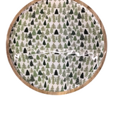 WOOD TRAY WITH CHRISTMAS TREES ENAMELED HOLIDAY DECOR WHITE 15.5"