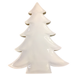LARGE WOODEN CHRISTMAS TREE TRAY HOLIDAY DECOR WHITE/NATURAL WOOD