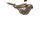 MERCURY GLASS BIRD ORNAMENT WITH FEATHER TAIL #1 HOLIDAY DECOR WHITE 5.5