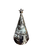 WINTER SCENE WATER SPINNING LED SNOWGLOBE CHRISTMAS TREE HOLIDAY DECOR SILVER 10"